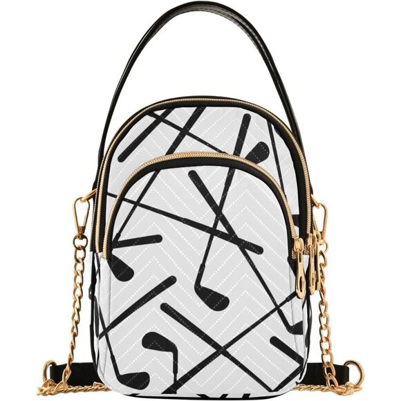 Handbags - Women Golf Crossbody Bag Polyester Removable Chain Compact Purse Wallet